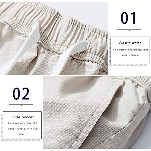Eletop USFC00001-PA Men'S Cargo Shorts Casual Cotton Elastic Waist Work Shorts Drawstring Big Tall Classic Stretch Shorts A901 Beige 3Xl thumb #2