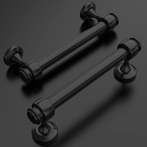 Miniatura 9 de Amerdeco Paquete de 10 tiradores negros + acrílicos para armarios de 3 pulgadas (2.992 in) con agujeros centrales, manijas de gabinete de cocina,