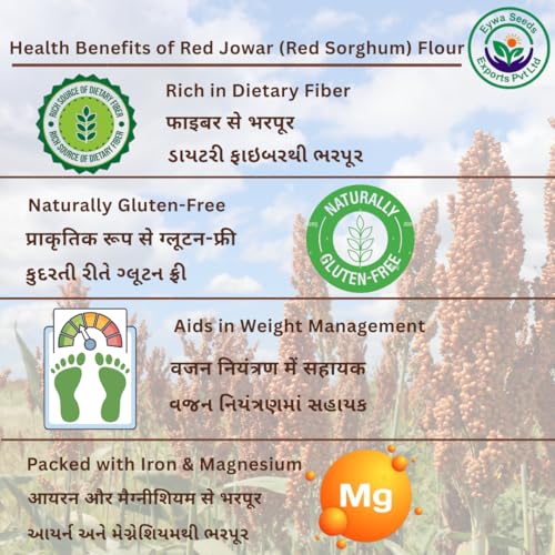 Image of Eywa Seeds & Exports Pvt Ltd Organic Red Sorghum Flour(2 Kg) /Red Cholam /Jowar /Jonna /Jola For Eating & Cooking|Produce Of India From Organic Farms