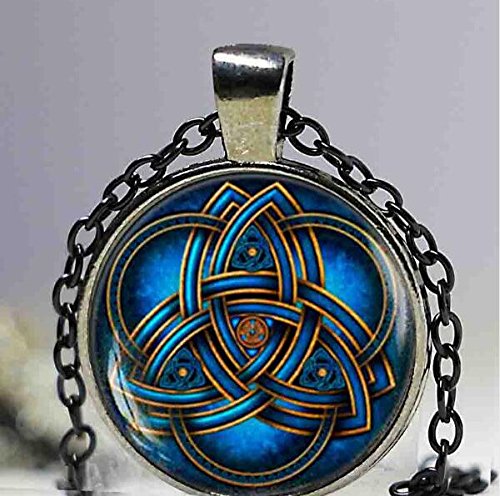 Blue triquetra necklace, Triquetra pendant, Triquetra jewelry, Celtic triangle, Celtic knot, Celtic Necklace, Trinity Symbol, men's necklace (1)