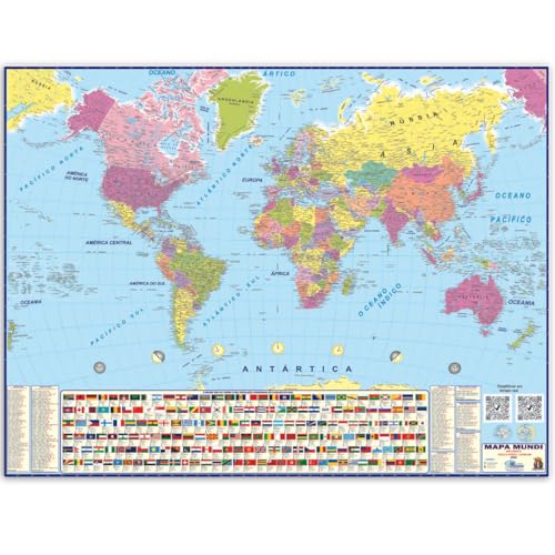 Mapa Mundi Político Escolar Especial Estatístico Geográfico Atlas Poster Geografia Mundo 2025