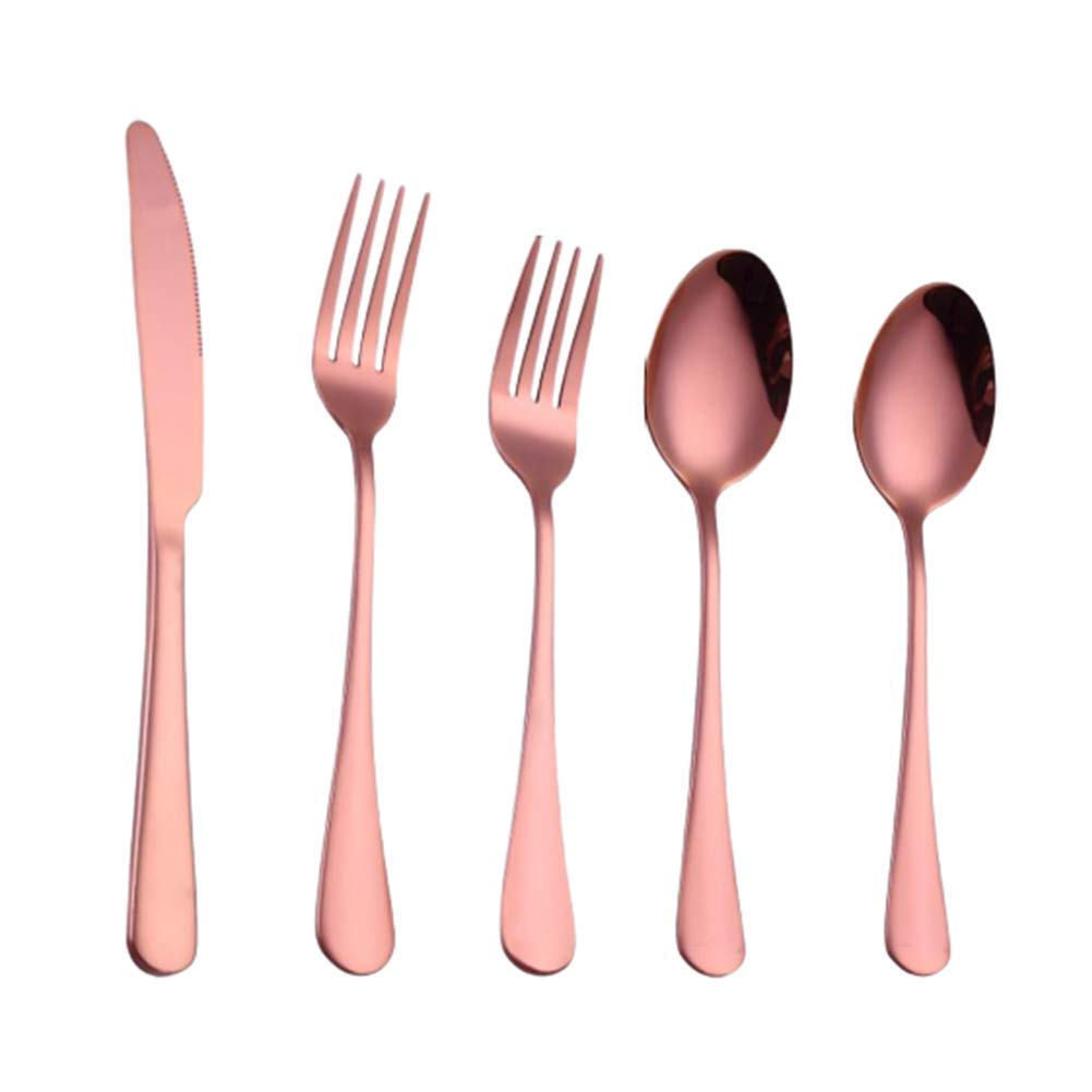 Geschirrset Tafelbesteck High-End-Geschirrset Besteck Schwarz Modernes Und Einfaches Geschirr Spiegel Poliertes Design Geeignet FüR Camping Party Familie Rose Gold,2 Persons