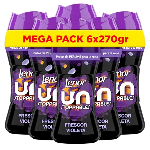 LENOR UNstoppables Perlas de Perfume para la Ropa, 133 Lavados (6 x 270g), Suavizante con Fragancia Violeta Fresca, Potenciador de Frescor