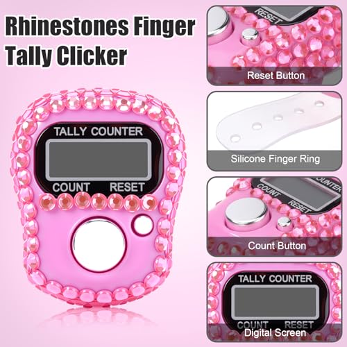 Image of Simgoing Electronic Finger Clicker Counter, Rhinestones Tally Tasbeeh Counter Gifts for Prayer Islamic Golf Counting Goods Lap Knitting Bling Accessories