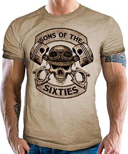 Vintage Retro Biker T-Shirt im Used Look - Sons of The Sixties - Für...
