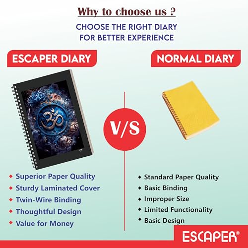 Image of ESCAPER Shiv Ji Diary Student Notebooks, A5 Size, 160 Ruled Notebook Designer Office Diary For Executive, Gift, Note Taking, Notepad For Writing (1, Om)