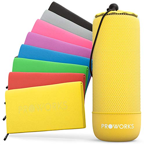 Proworks Mikrofaser Handtücher, Ultra leicht & Schnelltrocknend, Sauna Handtücher für Reise, Strand & Sport, Microfibre Gym Towel, Fitness Handtuch und Sporthandtuch inkl Tasche - XXXL - Gelb