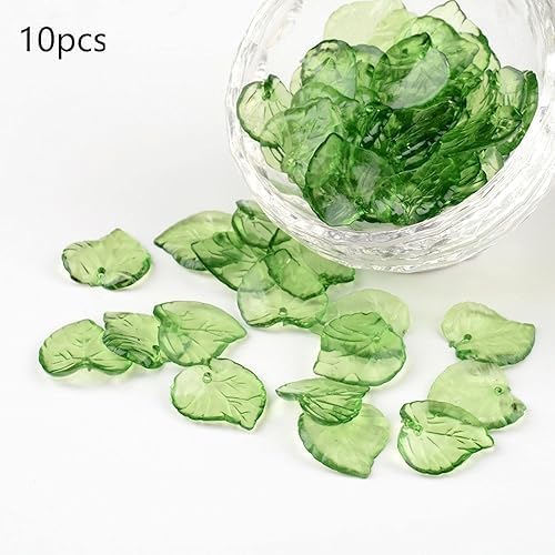 200 Pcs Transparent Green Acrylic Leaf Pendants Leaf Bead Charms with Hole for Earring Bracelet Necklace Jewelry Making DIY Craft, Charms, Decorations (15mm) - Image 4