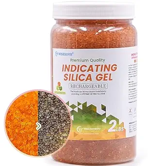 Wisesorb Silica Gel 2LBS, Indicating Silica Beads (Orange to Dark Green), Reusable Silica Gel Flower Drying Desiccant Dehumidifier