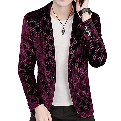 Men's Velvet Suit Jacket Casual Button Slim Fit Sport Business Coat Fashion Work Blazer Fashion Jackets