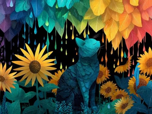 大人のための数字油絵キット DIY 抽象猫 油絵セット 40x60cm アクリル絵の具 筆 ブラシ/フレームレス癒し ストレス解消 趣味 プレゼント- 集中力とリラックス効果、インテリアとして、贈り物に最適、脳トレにも、デコレーション、簡単、人気、ギフトに