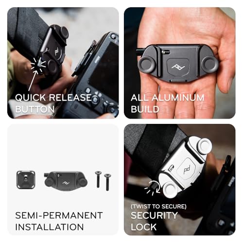 Image of Peak Design Capture Camera Clip V3, Eclipse with Plate, Holds DSLR, Compact and Point and Shoot Bodies, Secure, Stable and Accessible, Attaches to Straps and Belts, Quick Release, 200 lb Capacity