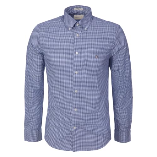 GANT Mens LS Gingham Sht Long Sleeve College Blue 436 XL