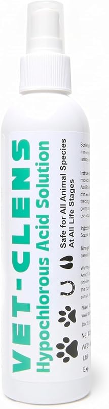 Vet-Clens Hypochlorous Acid Wound & Skin Care Spray, 8 Oz | 0.02% Concentration, For Dogs and Cats, Non-Stinging Cleansing Formula, For Minor Cuts, Hotspots, and Sores
