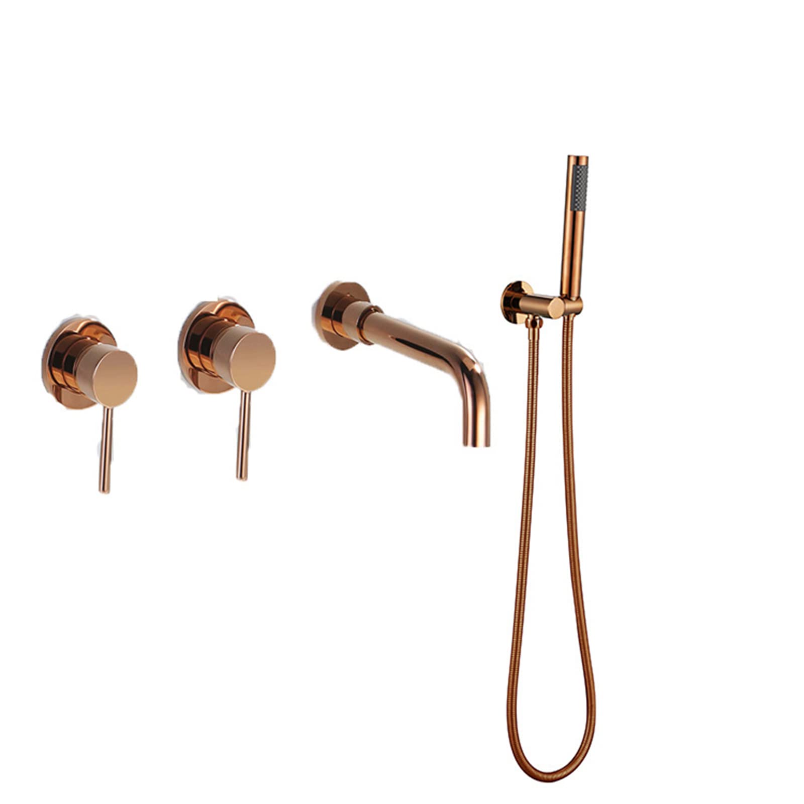 GLJTUO Bath Shower Mixer, Wall Mounted Bathtub Mixer Tap with Shower Double Handle Hot and Cold Multifunction Brass Bathroom Water Filter Mixer Tub Tap