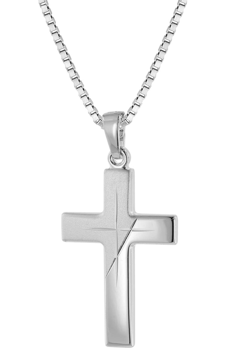 trendor Silber Herren-Halskette mit Kreuz-Anhänger 63607