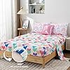 A Nice Night Lightweight Soft Cartoon Rainbow 6Pcs Twin Comforter Sets, Love Hearts Printed Bedding Set for Boys Girls,White #3