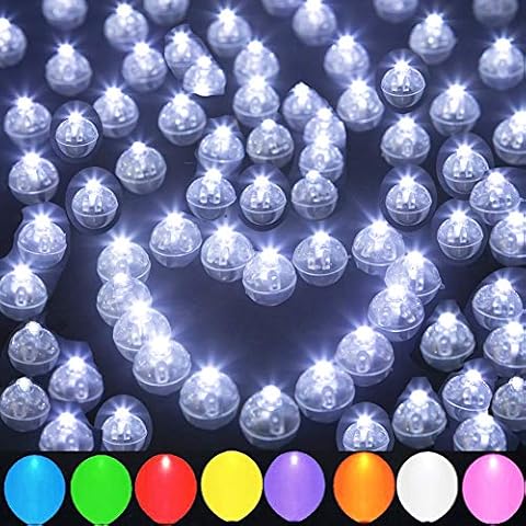 JJGoo 100pcs LED Balloon Light Mini Round Balls Lights, Waterproof Tiny Led Light Long Standby Time Lights for Balloon Paper Lantern Easter Eggs Birthday Party Wedding Halloween Christmas Decoration Cover