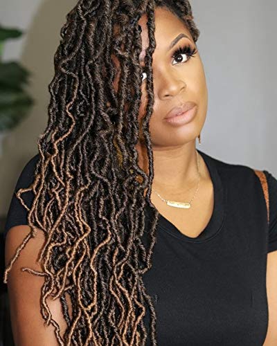 Faux Locs Crochet Hair-18inch 6 packs, Knotless Style Most Natural Faux Locs Crochet Braid 6 Packs Goddess Curly Wavy Twist Crochet Synthetic Braiding Hair Extensions  (18 Inch, T27)