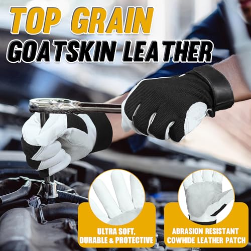 Image of HANDLANDY Work Gloves for Men & Women, Utility Mechanic Working Gloves Touch Screen, Flexible Gardening Gloves for Yard