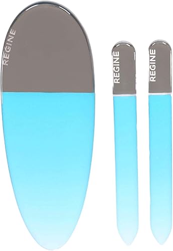 Juego de 3 limas de uñas de vidrio resistentes profesionales con kit de estuche, herramientas reutilizables de manicura y pedicura de uñas de