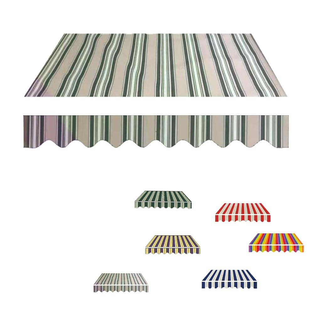 Store Banne Manuel Rétractable, Tissu De Rechange pour Auvent De Balcon 350x300cm, D'Auvent Extérieur Toile pour Porte-fenêtre, Toile pour Store Banne(Khaki,4x3.0m(13x10ft))