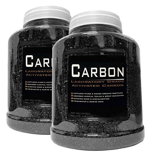 2 Pack - 39 Ounce (Total 78 oz.) Premium Laboratory Grade Super Activated Carbon with Free Media Bag Inside Each Jar - AM Brand