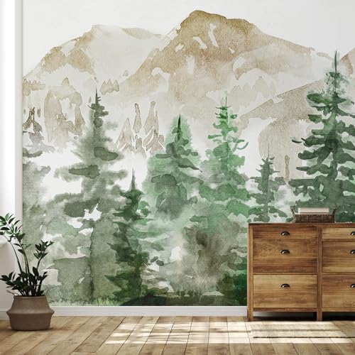 Image of SIGNFORD Wall Mural Forest Wallpaper Woodland Pine Tree Removable Wallpaper Wall Sticker for Bedroom Living Room - 96"x144"
