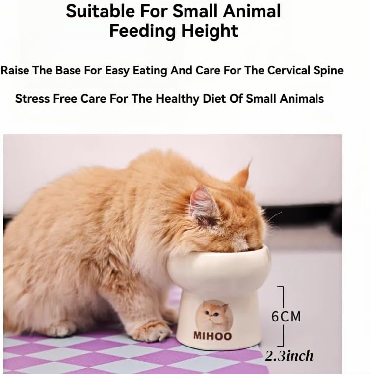 Custom Ceramic Pet Bowls,Personalized Photo Elevated Cat Food Bowl,Prevent Neck & Whisker Fatigue,Pet Birthday Party Gift