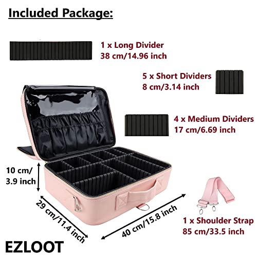 Image of Travel Makeup Case, Professional Cosmetic Train Cases Artist Storage Bag Make Up Tool Boxes Brushes Bags with Compartments Vanity Organizer (16 INCH(2 Layer), Baby Pink)