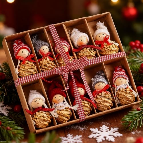 HERZWILD 10pcs Weihnachtswichtel Anhänger Weihnachtsbaumschmuck aus...