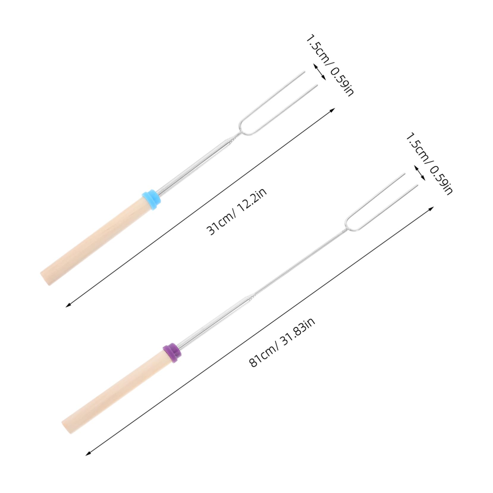 Toyvian 3pcs Telescoping Marshmallow and Hot Dog Roasting Sticks Stainless Steel Bbq Forks for Camping Bonfire and Outdoor Grilling Ergonomic Design Compact and Portable