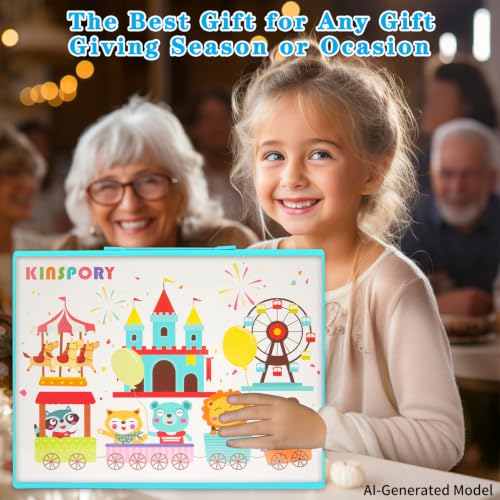 Image of KINSPORY Art Set for Kids, 290 Pack Double-Side Easel Drawing Kits (Blue) | Creative Gift, art & crafts supplies, Coloring, oil pastel, crayon, colored pencil, watercolour pen, Beginner Artist Girl Boy