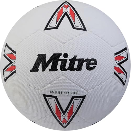 Mitre Super Dimple Fußball | Perfekt für Futsal für Hartplatz und Halle Fußball Weiß/Schwarz/Bib-Rot 5