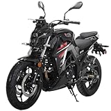 X-PRO Python 250 Electronic Fuel Injection Street Motorcycle with Manual Transmission, Electric Start! 17' Wheels! Assembled In Crate! (Black)