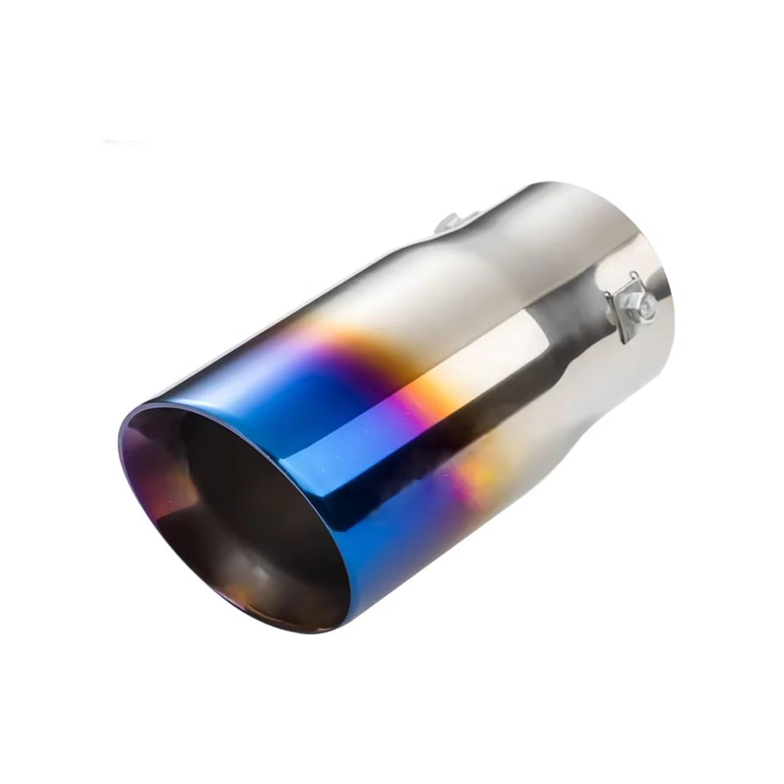 Tubo Coda Scarico Scarico In Acciaio Inox Per Auto Gola Da 76 Mm Silenziatore Di Ingresso Terminale Ovale Punta Blu Bruciata Universale