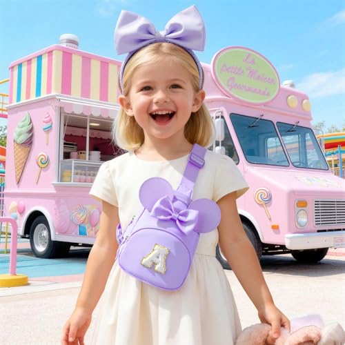 Image of YOOLIFE Birthday Gifts for 2 3 4 5 6 7 8 Year Old Girls Kids, Small Sling Bag Crossbody Bag for Little Girls Purse, Initial Fanny Pack for Girl Kids, Personalized Gifts Fashion Stuff, Purple (R)