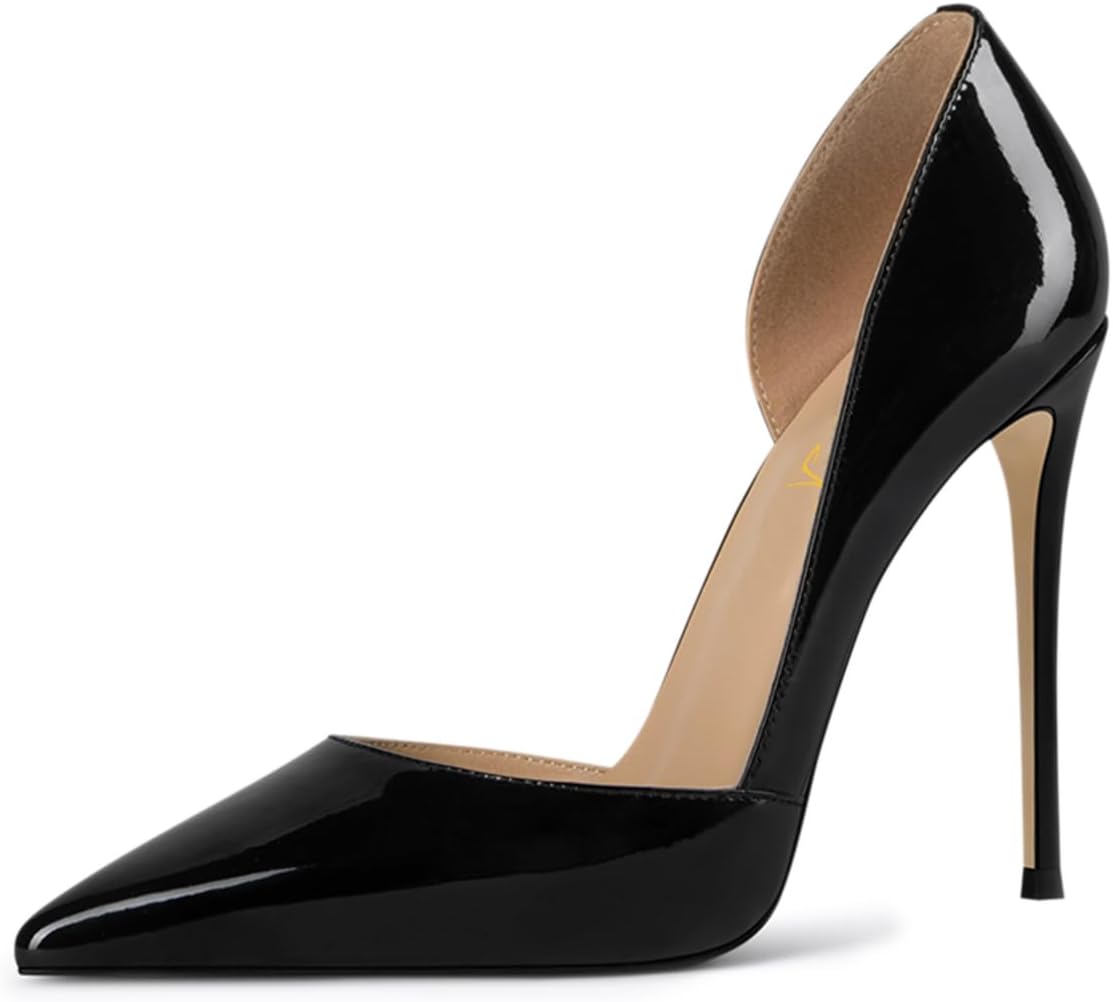 FOWT Women Sexy Pointed Toe D'Orsay Pumps High Stiletto Heel Slip On Summer Party Prom Wedding Dress Shoes Size 4-16 US