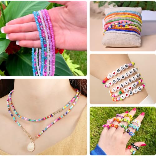 Image of Dazhqp 144 Colours Glass Beads, 3 mm, Pack of 45000 Beads for Bracelets