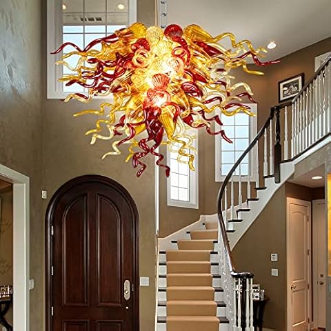 Zonstore Glass Art Deco Chandelier, Hand Blown DIY Lamp Decoration, Hanging Pendant Light for Bedroom, Dining Room, Living Room, Staircase, Hotel (Customizable Size & Color) Cover