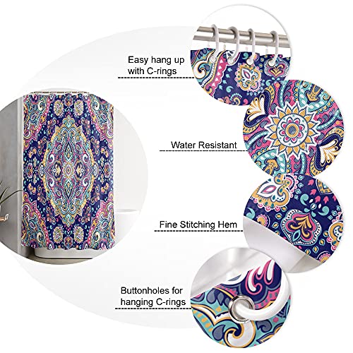 Teamery Shower Curtain, 36 X 72 Inches Shower Curtain Liner, Mandala Flower Shower Curtains For Bathroom, Shower Stall & Bathtubs, Waterproof Polyester Fabric Shower Curtain Set #TOP4