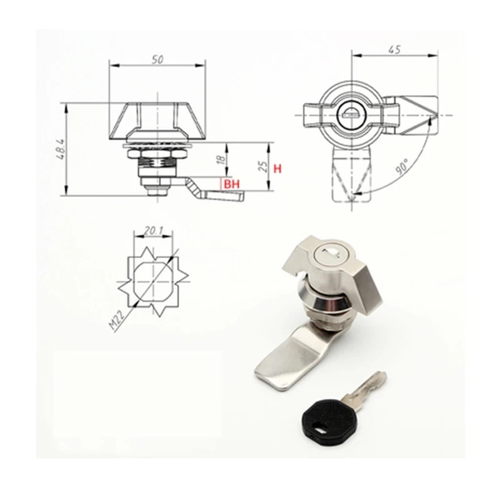 MS408-1 MS714-3 304 Edelstahl Schaltschrank Griff Schloss 1Pcs(MS408-1)