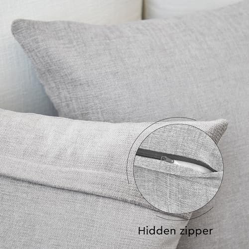 Image of Encasa XO Thick Chenille Throw Pillow Covers Set of 1 | Solid Light Grey - (24 inchx24 inch) (60x60 cm) | Decorative Accent Square Throw Pillow Cases for Couch, Home Decor, Sofa