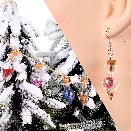 Patelai 30 Pcs Mini Glass Bottles with Cork Glass Tiny Potion Bottles with Lids Mini Wishing Jars Clear Spell Jars with 20 Meters Hanging Rope for DIY Art Crafts(Teardrop-Shaped)
