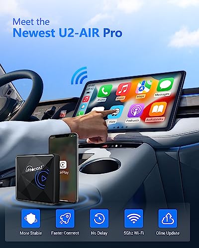 Image of OTTOCAST CarPlay Wireless Adapter for iPhone U2-AIR Pro Wireless CarPlay Adapter Convert Wired to Wireless,Apple CarPlay Wireless Adapter 8S Connection Plug & Play No Lag for OEM Wired CarPlay Cars