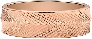 Fossil Anillo tipo alianza para mujer Harlow de acero inoxidable en tono oro rosa con textura lineal, JF046637915
