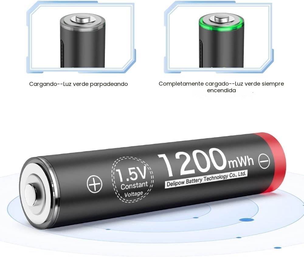 Pilas AAA Recargables USB-C 1,5V 1200mWh 16 Unidades