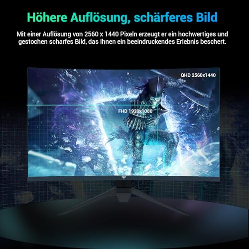 27" Ecran PC Gamer Incurvé, 180Hz 2K Moniteur Gaming, QHD 2560 x 1440p,1ms VA 1500R sans Cadre, 120% sRGB, HDR 10, FreeSync & G-Sync, Réduction Lumière Bleue, VESA, DP, HDMI 144Hz, H27S17 – Image 5