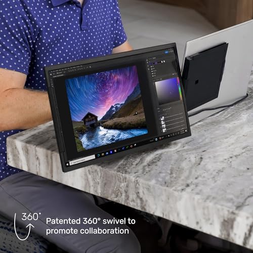 Image of SideTrak Swivel 15.6 inch Attachable Portable Monitor for Laptop | FDH TFT Laptop Dual Screen | Mac, PC & Chrome Compatible | Swivel Hinge Laptop Screen Extender | USB-C Port