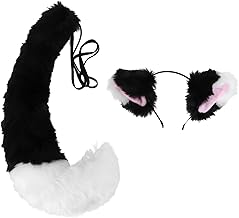 Amosfun 1 Conjunto De Orelhas De Raposa Traje De Cauda De Raposa Acessórios De Joias Orelhas De Gato Preto E Acessório De Cosplay Cauda Simulação De Mulher Pelúcia Fofa Rotor De Cauda
